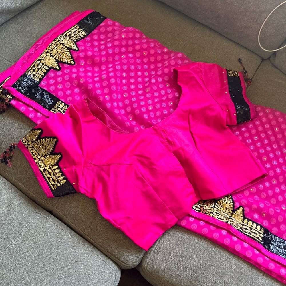 Hot pink saree
